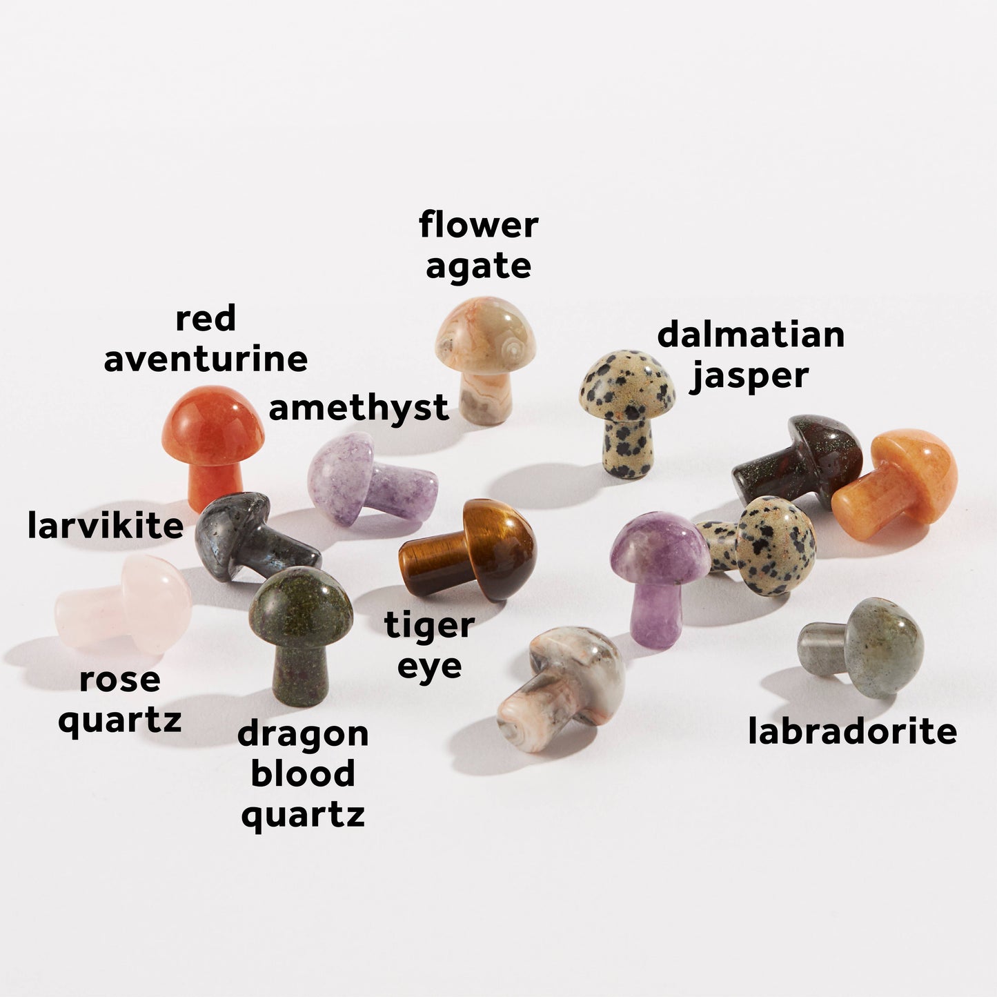 Assorted Carved Crystal Mini Mushrooms