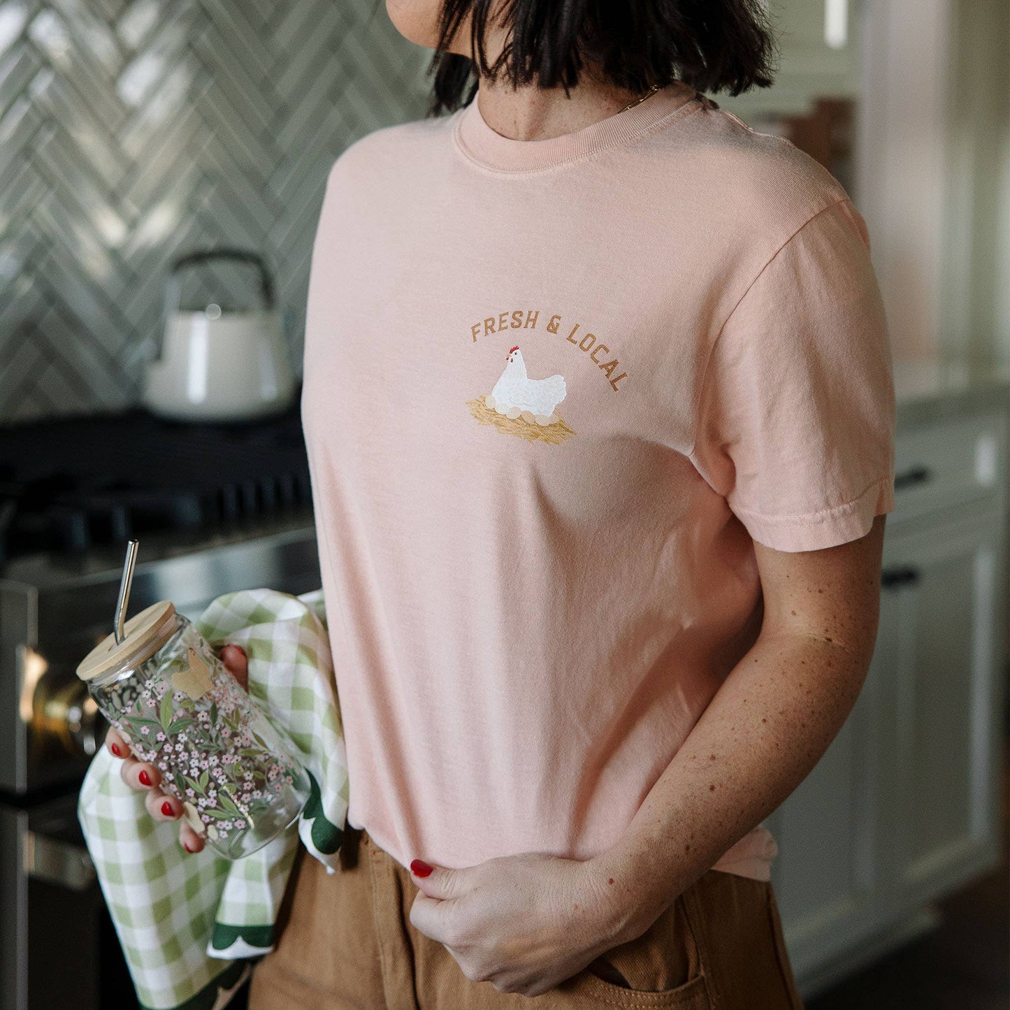 Chicken Farmers Market Tee - Peachy Pink