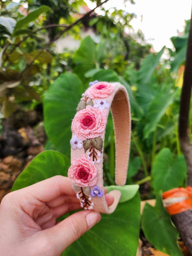3D Floral Embroidered Headband, Brianna Collection