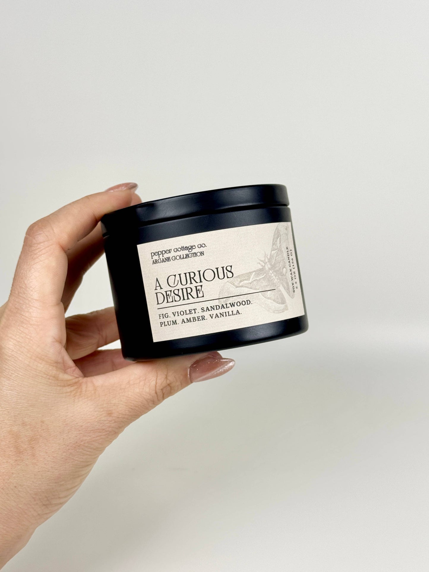 A Curious Desire 5.5 oz Soy Candle -Fig, Violet, Plum, Amber