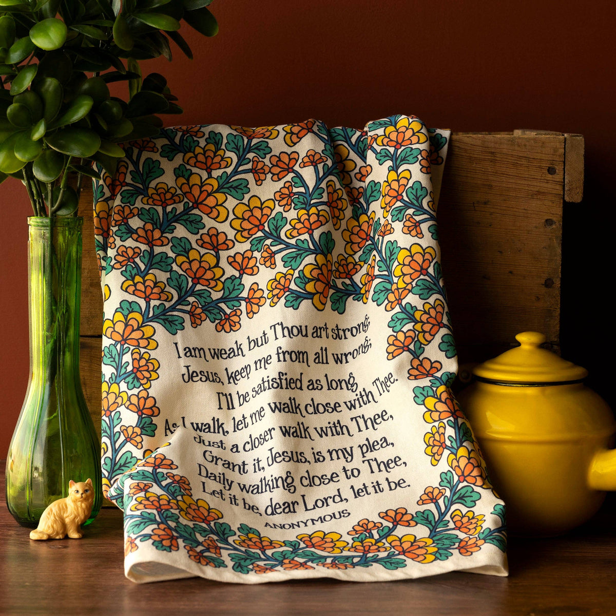 Just A Closer Walk Hymn Tea Towel - Full Color