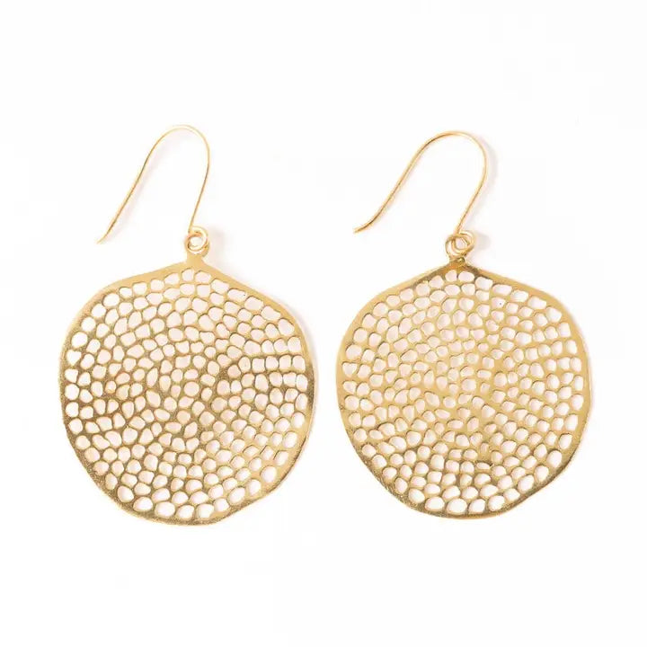 Gretchen large circle with holes earrings brass
