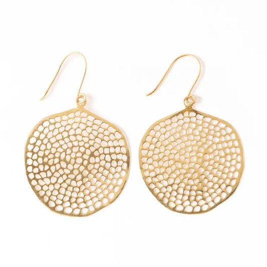 Gretchen large circle with holes earrings brass