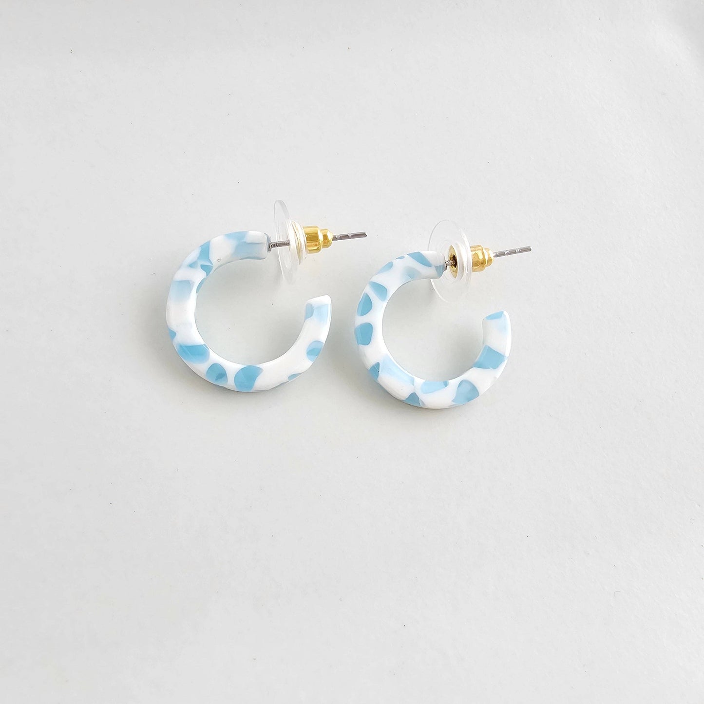 Micro Cam Mini Hoops - Pastel Blue Dot // Easter Jewelry