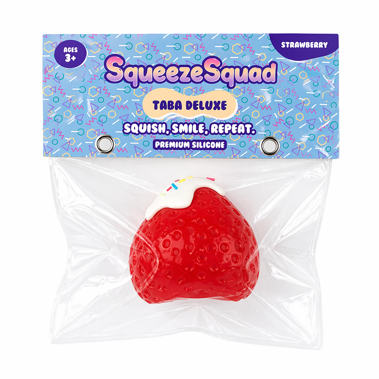 SqueezeSquad Taba Deluxe Premium Silicone Squishy Fidget Toy - Strawberry