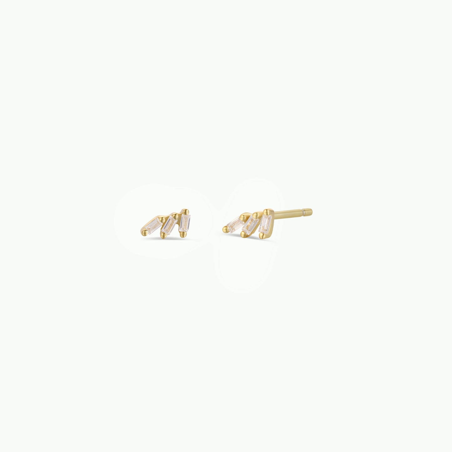 Offset Trio - White CZ - Gold Earrings
