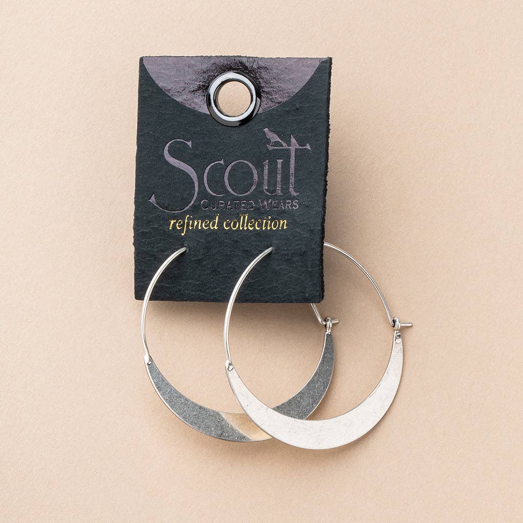 Refined Earring Collection - Crescent Hoop/Silver