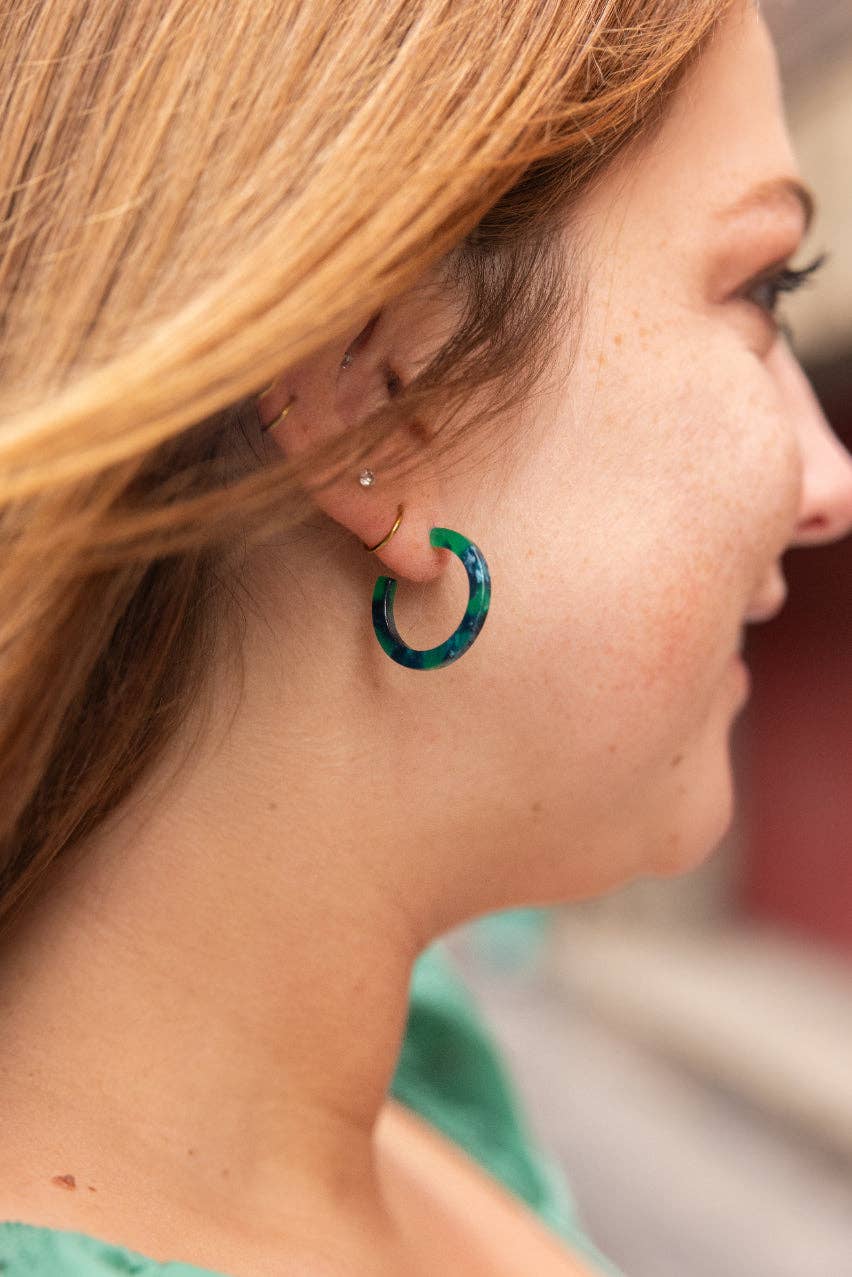 Cam Mini Hoops - Dark Green // Jewelry, Earrings, Fall