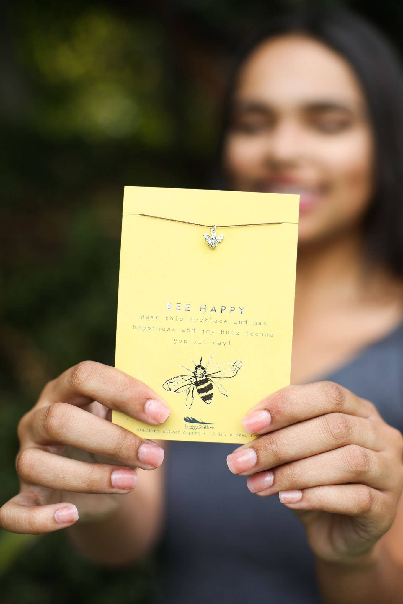 New Moon Silver Necklace - BE HAPPY/BEE
