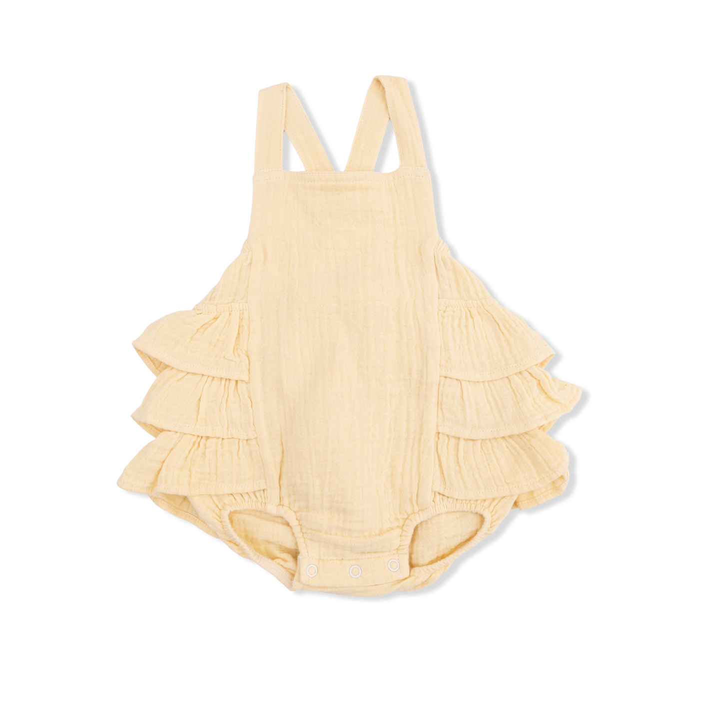 Solid Muslin Italian Straw - Ruffle Sunsuit