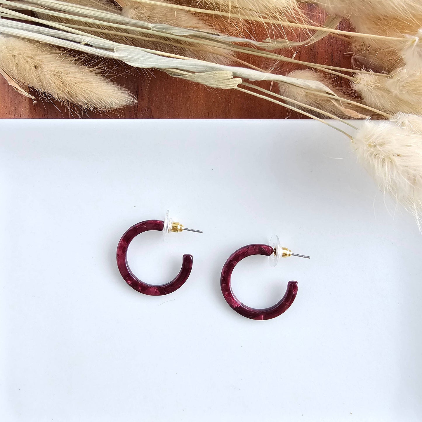 Cam Mini Hoops - Maroon // Jewelry, Earrings, Fall