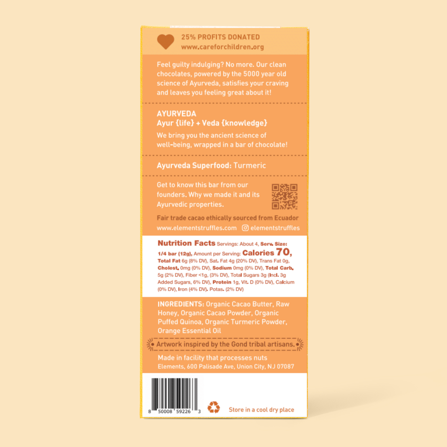 Orange Crunch Dark Chocolate Bar | Vegan Organic