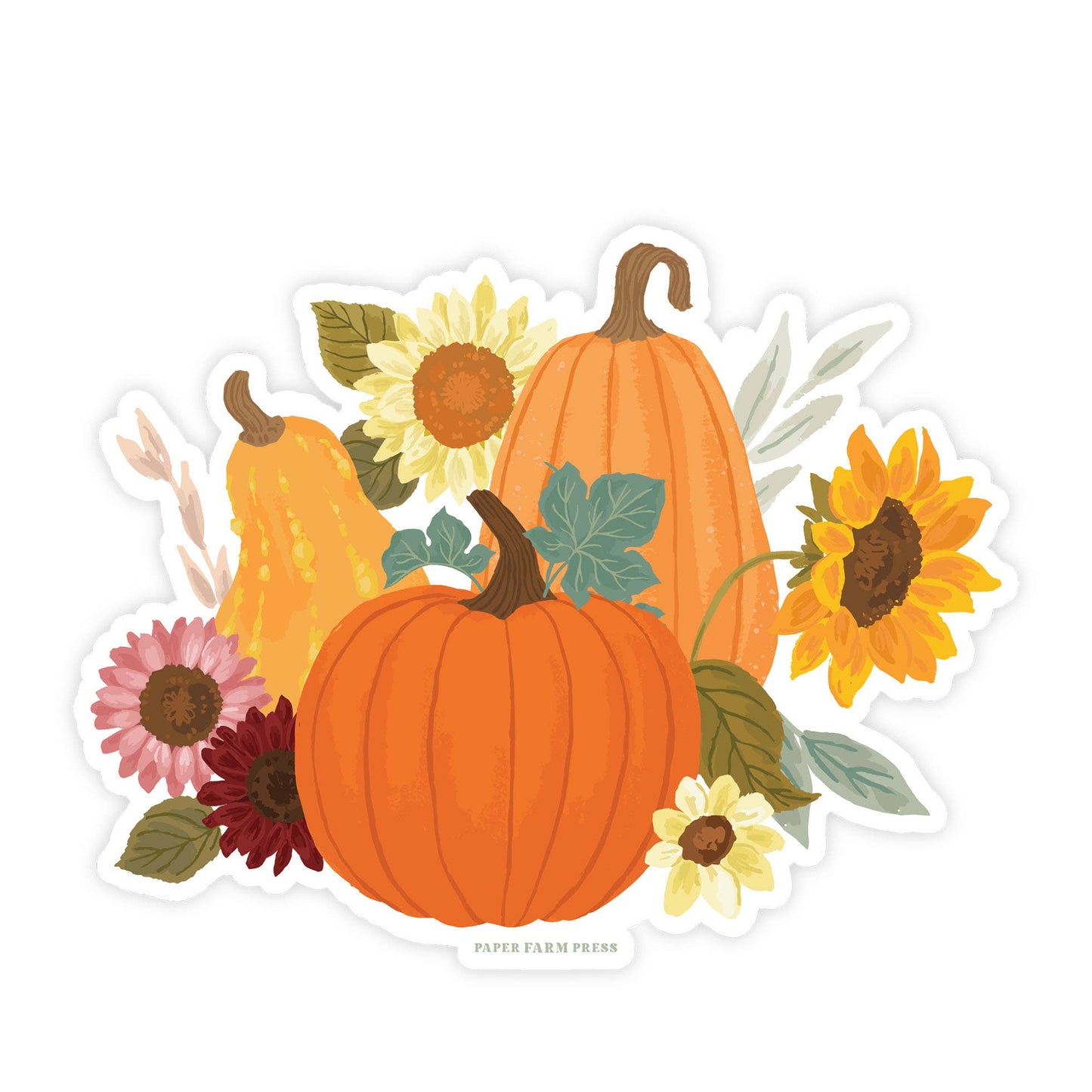 Pumpkin Floral Fall Decal Sticker