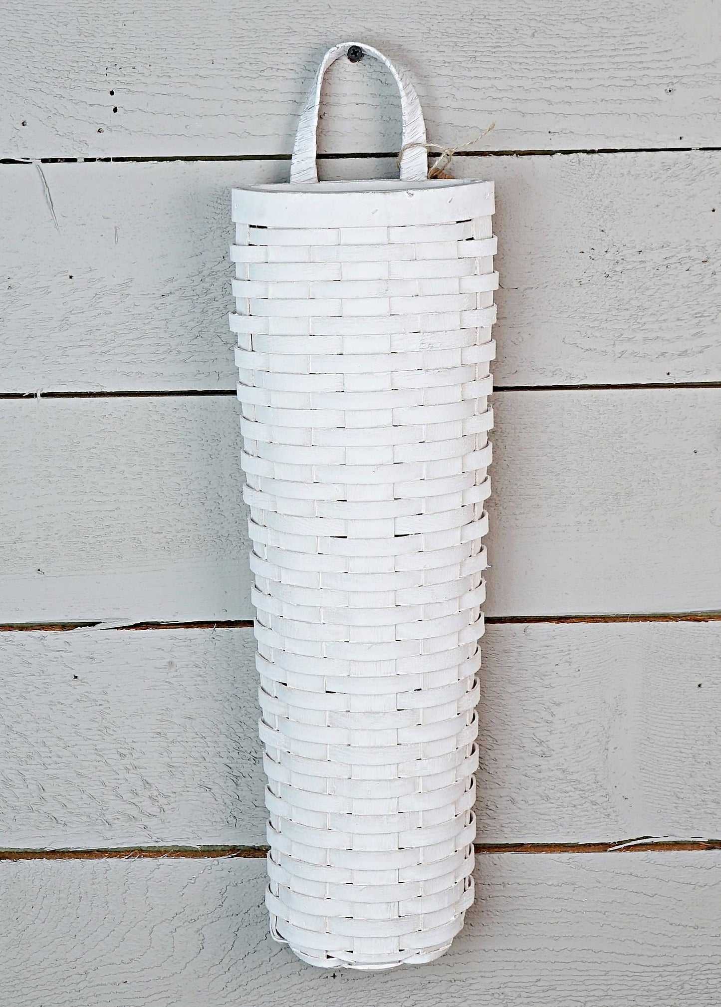 Long John Woven Wall Basket-White Wash-18Lx6W-