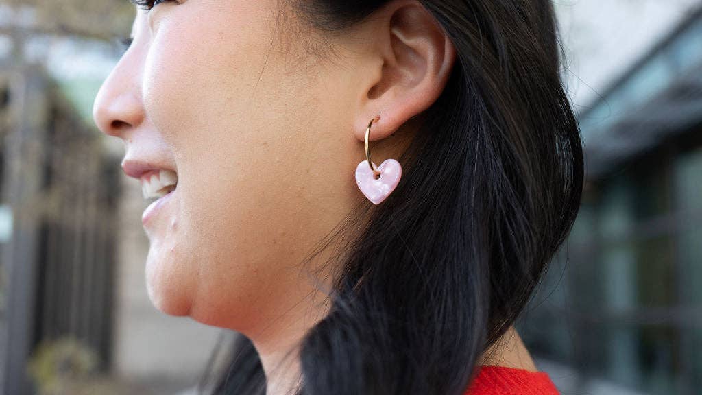 Sweetheart Hoops - Pink // Valentine's Day Earrings, Jewelry