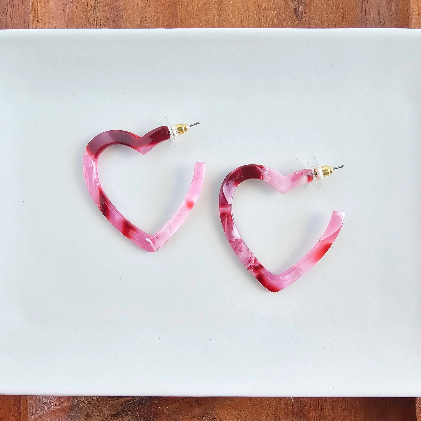 Heart Hoops - Strawberry Fizz // Valentine's Day Earrings