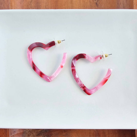 Heart Hoops - Strawberry Fizz // Valentine's Day Earrings