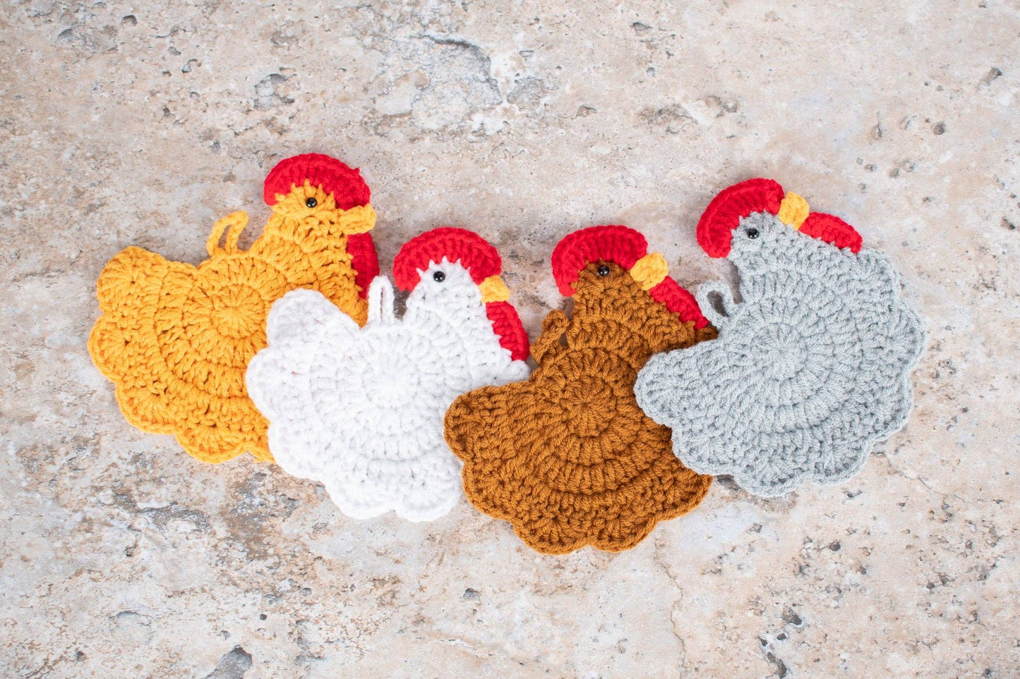 Crochet Chicken Coasters - Set of 4