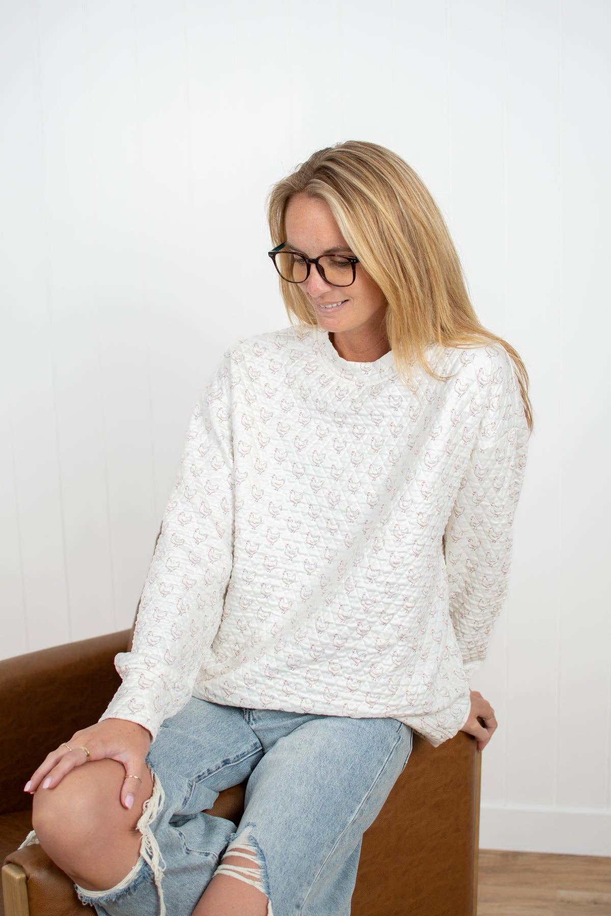 Oversized Quilted Chicken Sweater