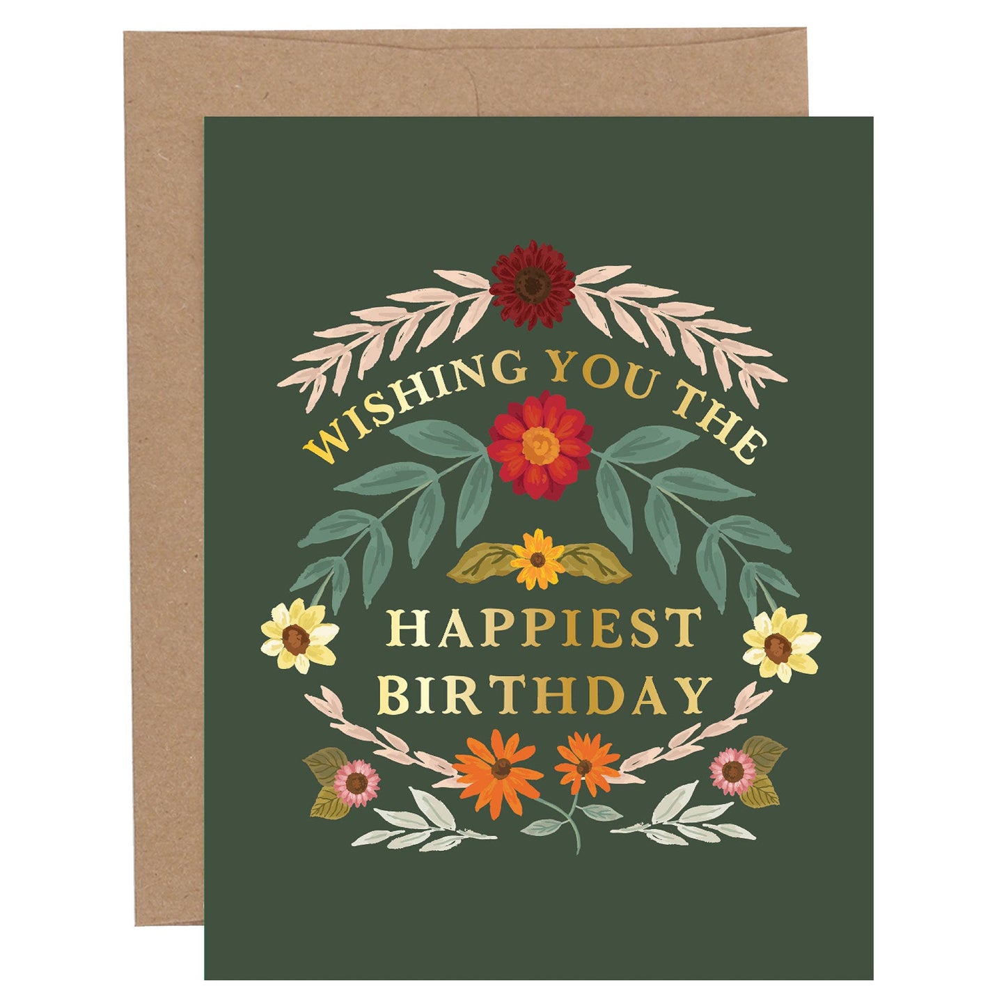 Wishing You The Happiest Birthday Fall Floral Greeting Card