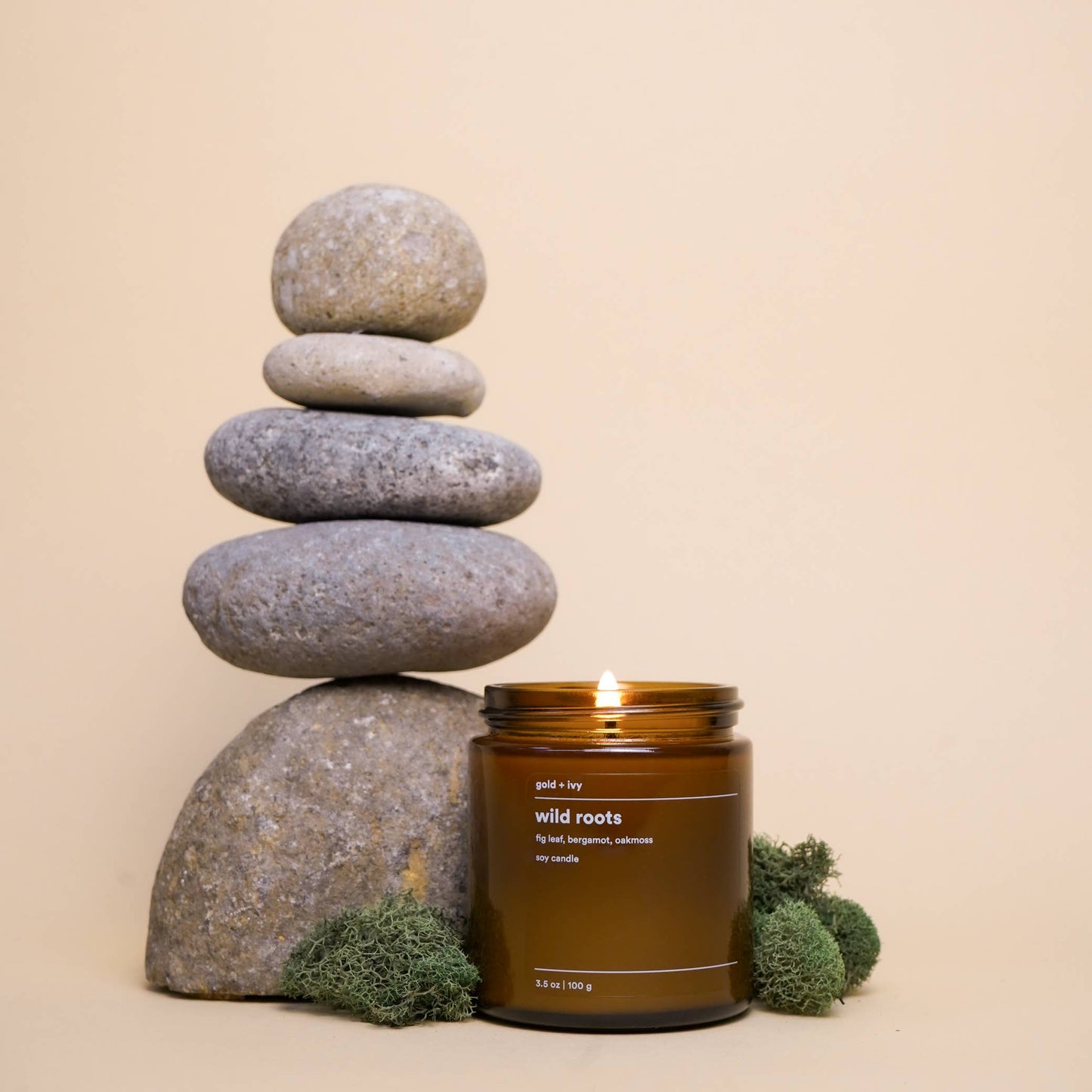 Wild roots soy candle - fig leaf, bergamot, oakmoss