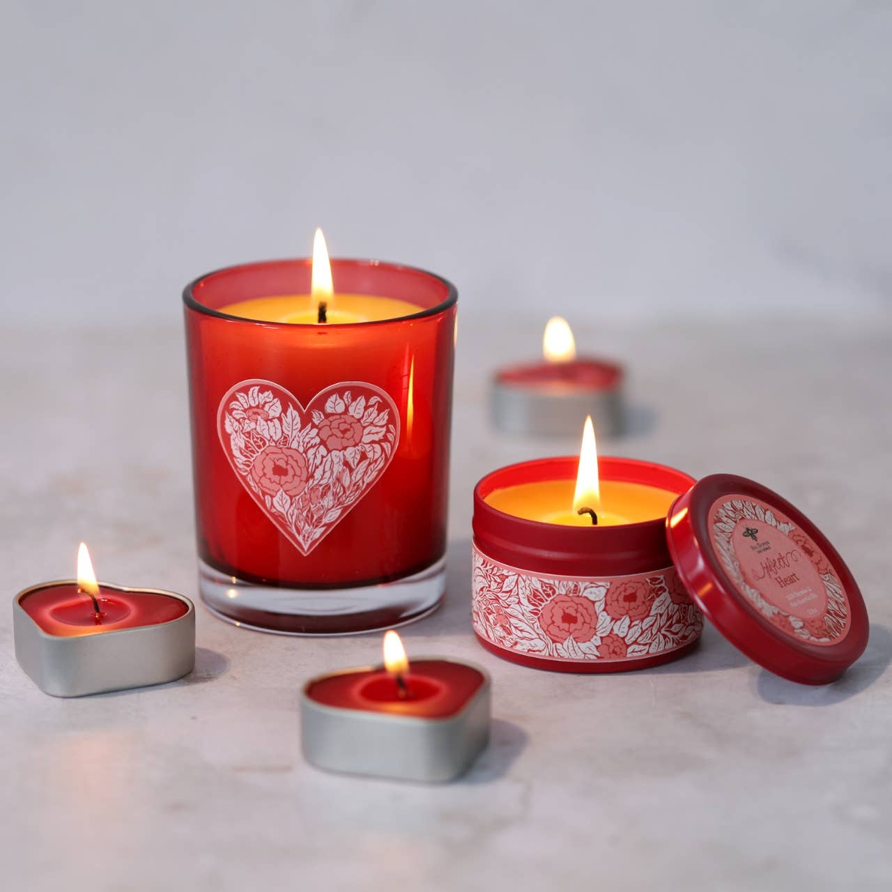Glass Candles – Pure Beeswax – Sweet heart