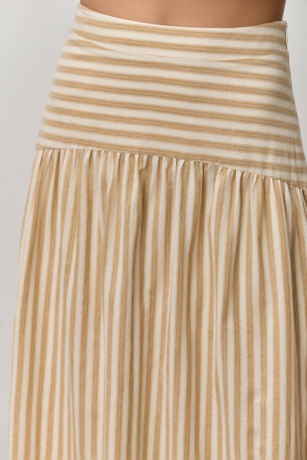 STRIPED COTTON MIDI SKIRT