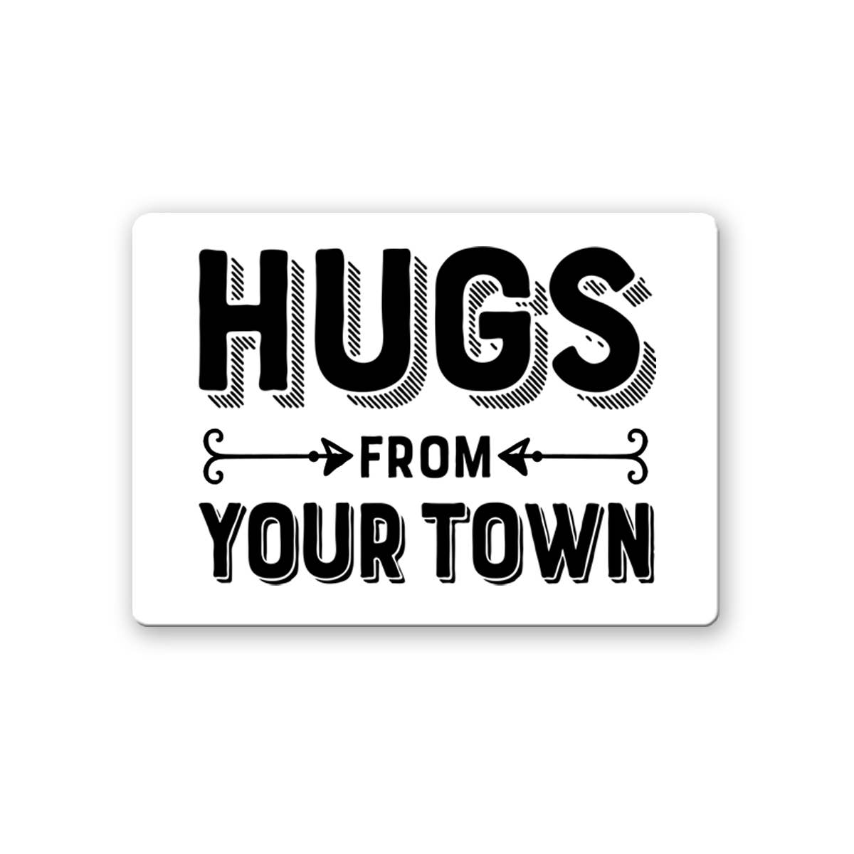 Personalized City Ceramic Magnet, Hugs Name Drop Design