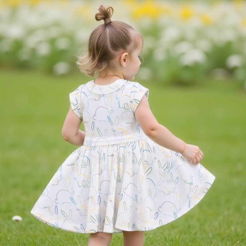 Bunnies Twirl organic Dress baby and kid