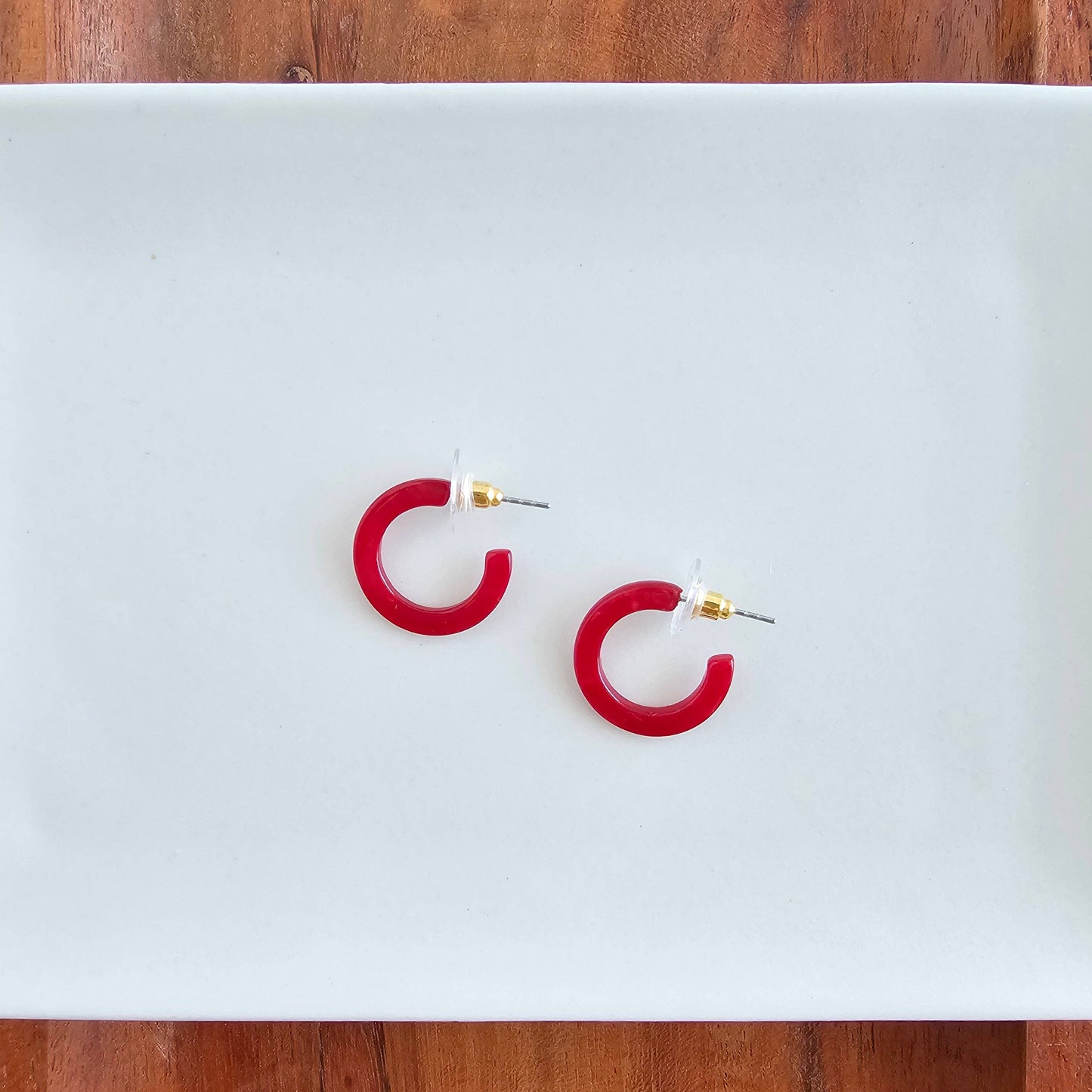 Micro Cam Mini Hoops - Scarlet // Jewelry, Earrings, Fall