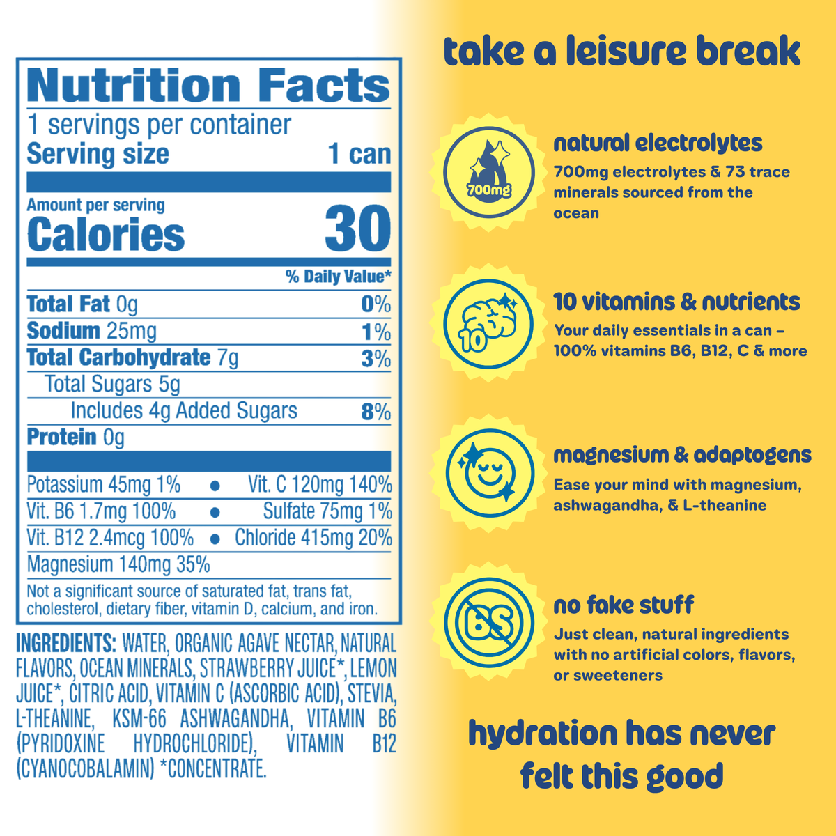 Leisure Hydration Electrolyte Lemonade (16 oz x 12pk)