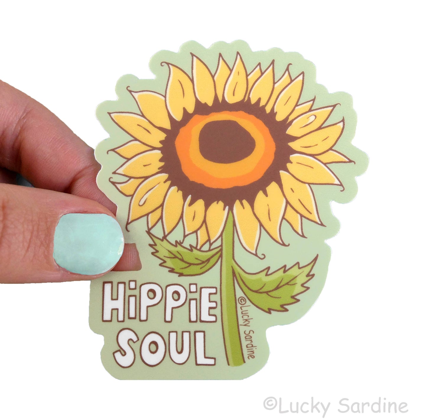 Hippie Soul Sunflower, Retro Wild Flower Vinyl Sticker