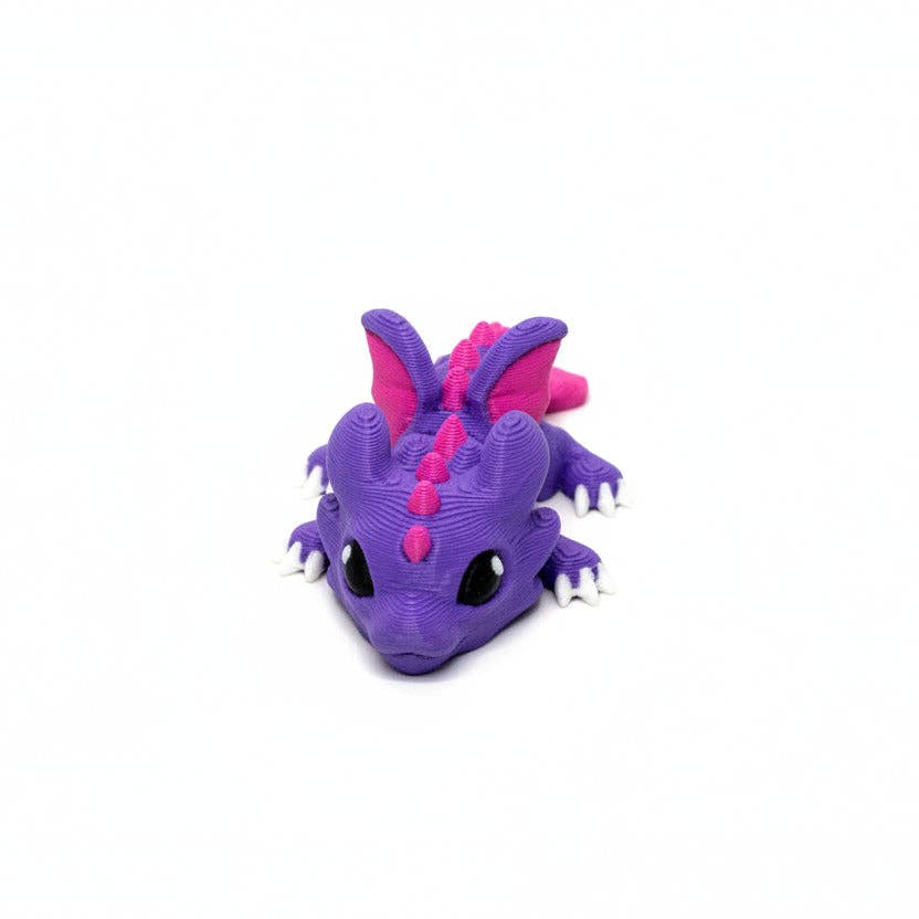 Dragon (Purple and Pink) • Mini 3D Printed Articulated Animal • Flexi Animals • Pocket Pets • Pocket Pals • Desk Pets*