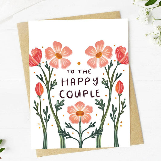 "To the happy couple" Floral Pattern Wedding Card