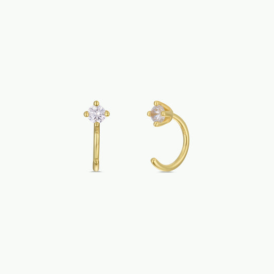 CZ Huggies - White - Gold Earrings