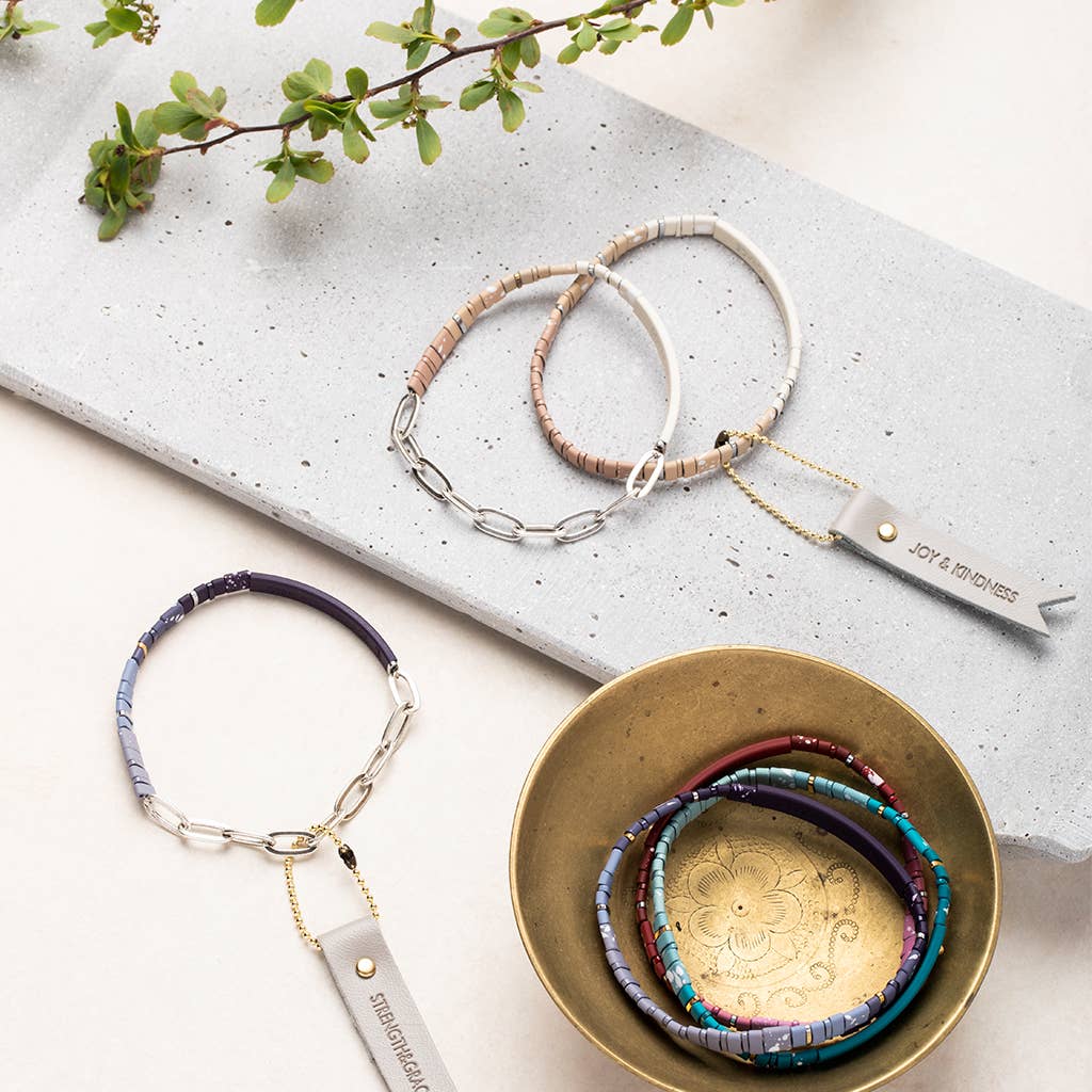 Good Karma Ombre Bracelet - Joy & Kindness Ivory/Silver