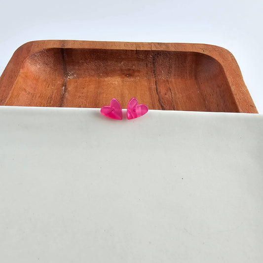 Hand Drawn Heart Studs - Hot Pink // Valentine's Earrings, Jewelry