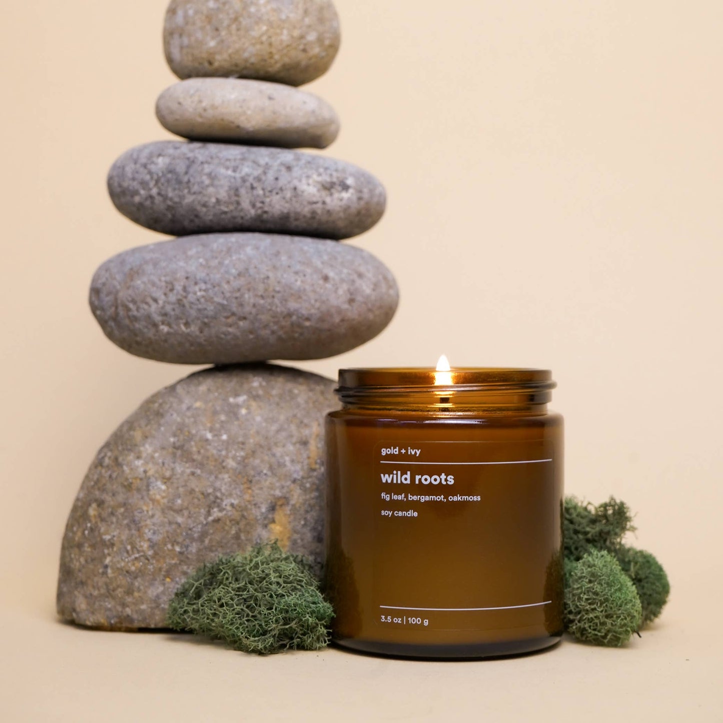 Wild roots soy candle - fig leaf, bergamot, oakmoss