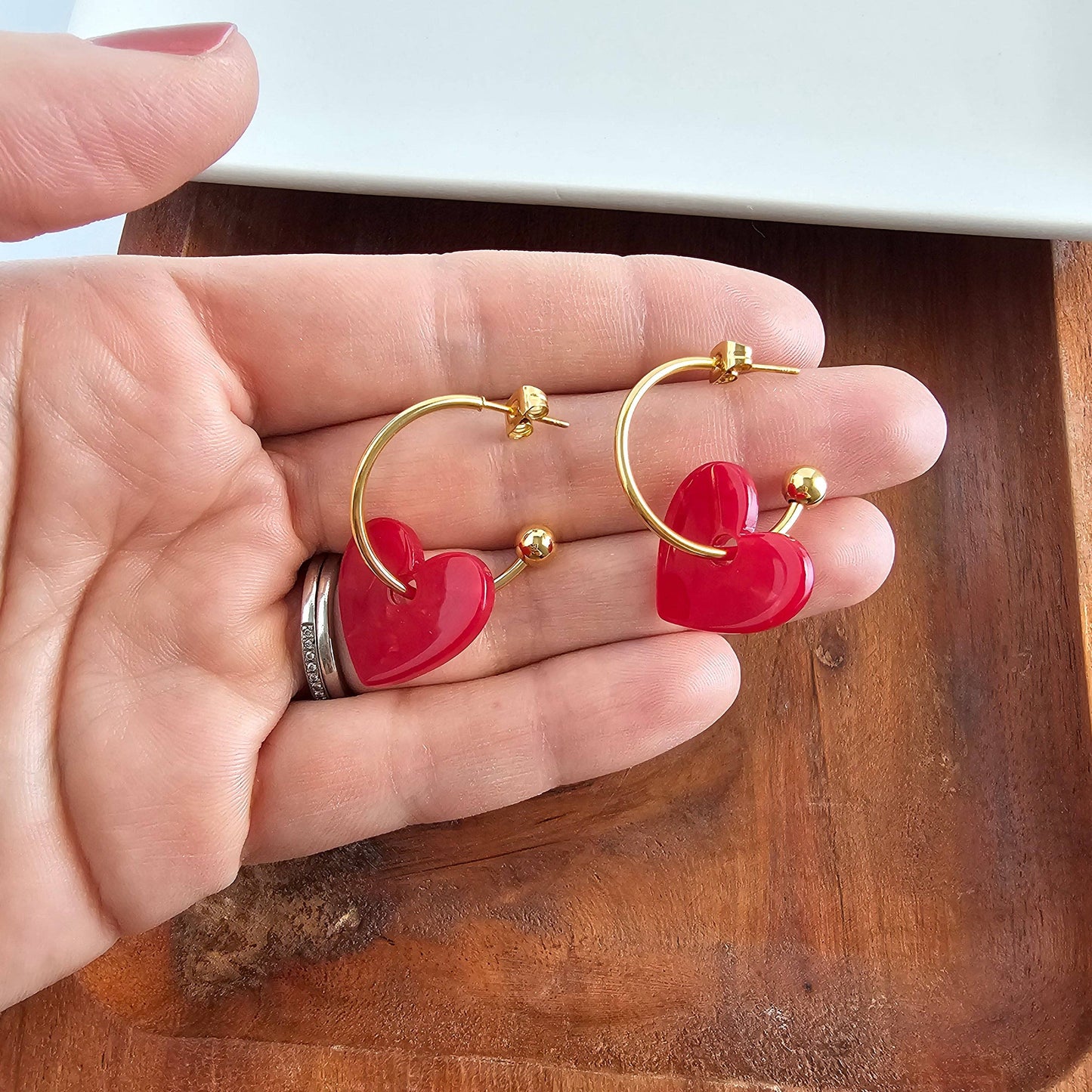 Sweetheart Hoops - Red // Valentine's Day Earrings, Jewelry