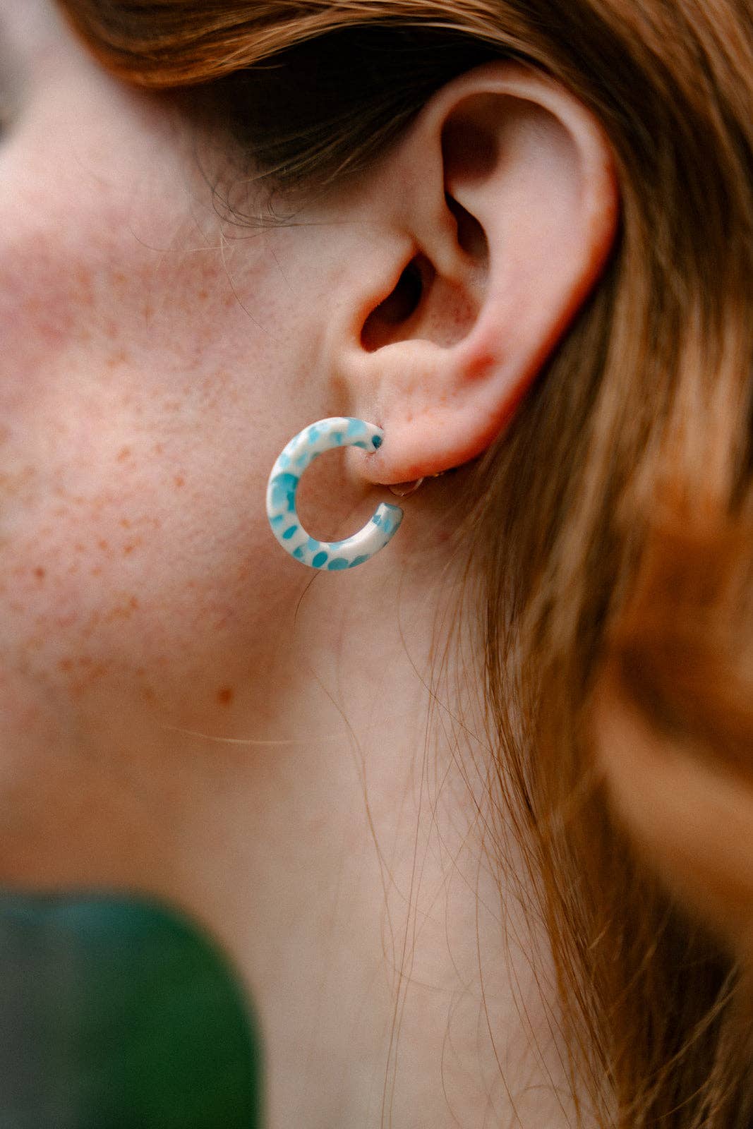 Micro Cam Mini Hoops - Pastel Blue Dot // Easter Jewelry