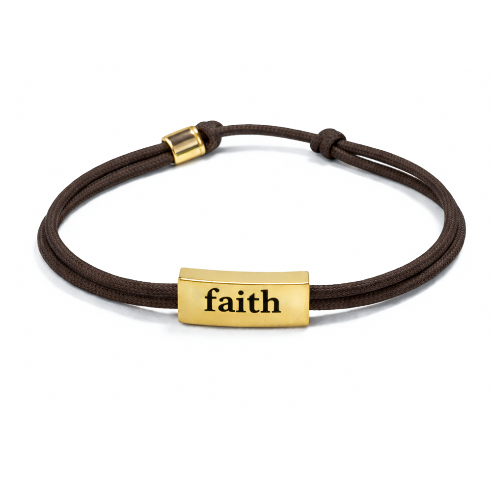 Sentiment Bracelet – Faith | Espresso Brown Cord