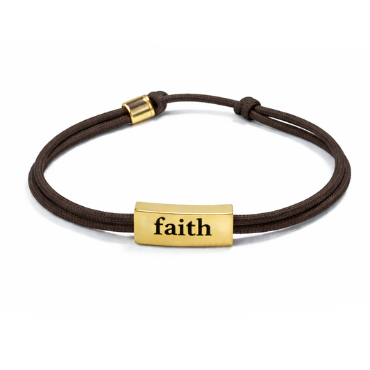Sentiment Bracelet – Faith | Espresso Brown Cord