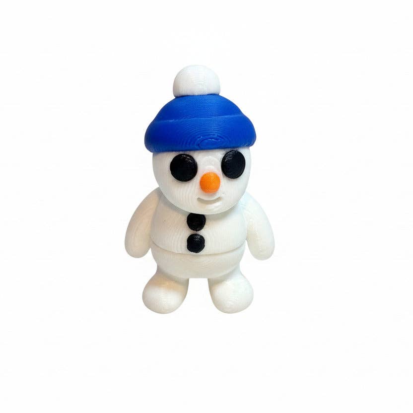 Snowman with Hat (Blue) • Mini 3D Printed Articulated Animal • Flexi Animals • Christmas • Winter • Pocket Pets • Pocket Pals • Desk Pets [2025]*