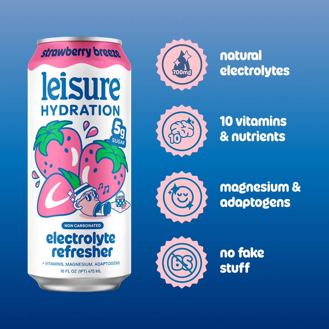 Leisure Hydration Electrolyte Strawberry Breeze (16 x 12oz)