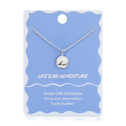 Ocean Life Necklace - Sterling Silver-Dipped - Wave