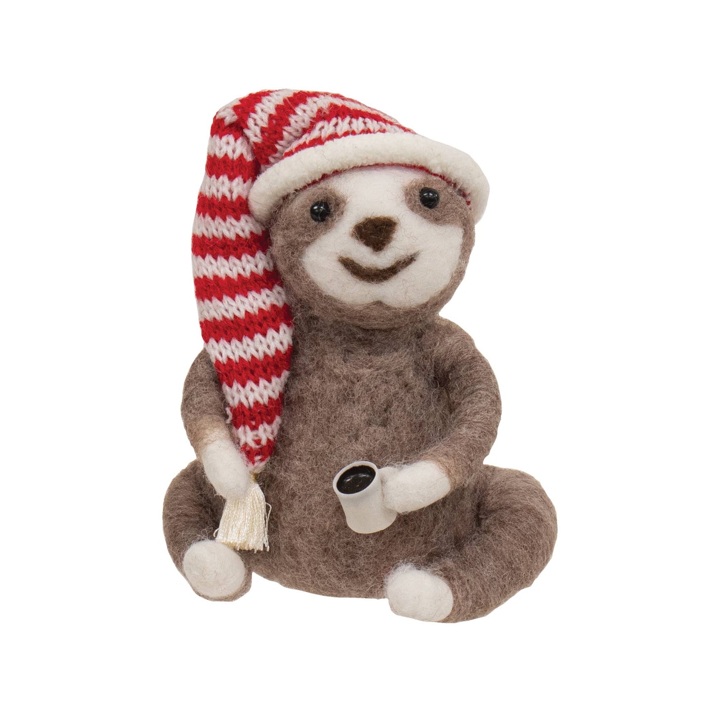 Sloth with Coffee Felted Ornament