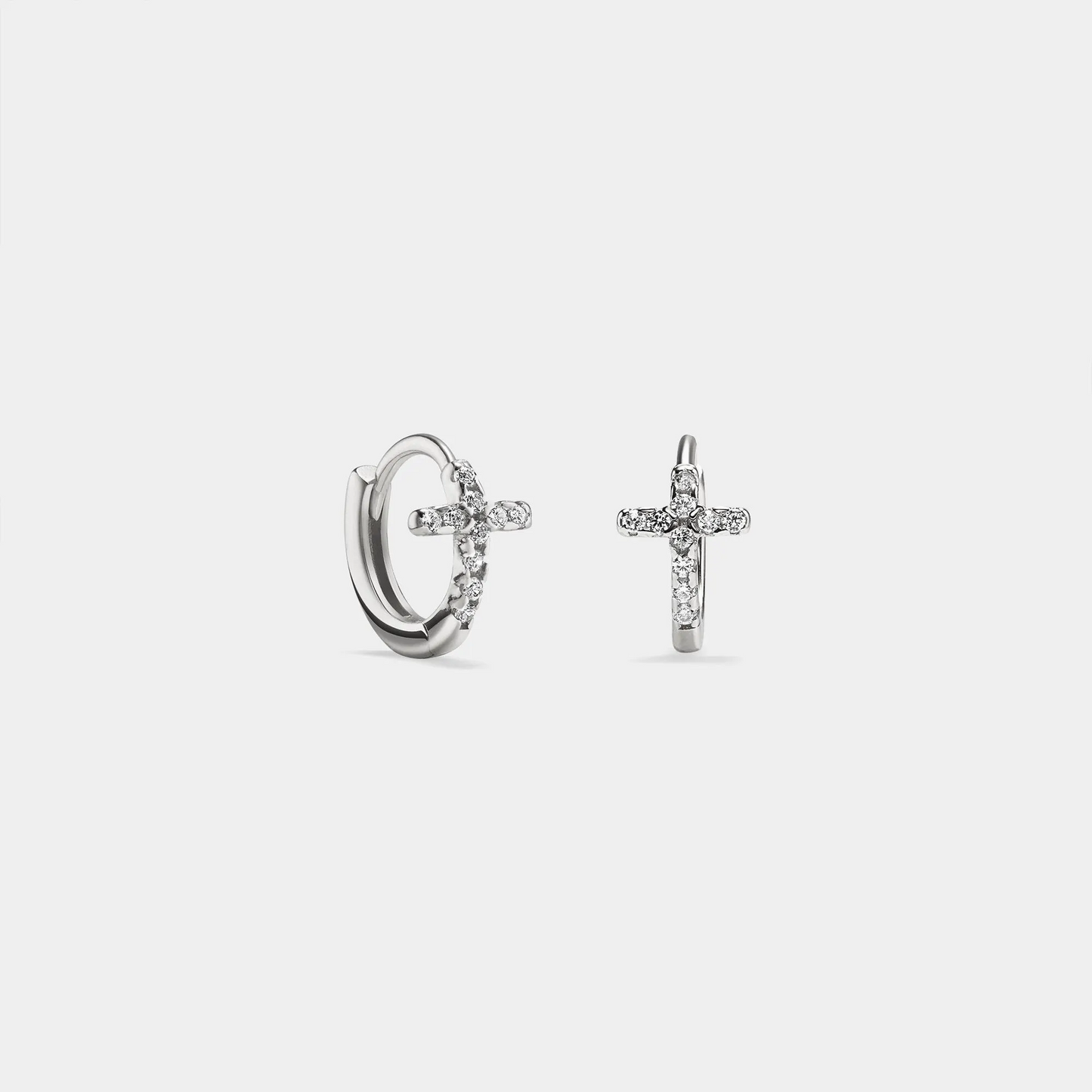 Small Minimalist Cross Hoop Earrings in 925 Sterling Silver