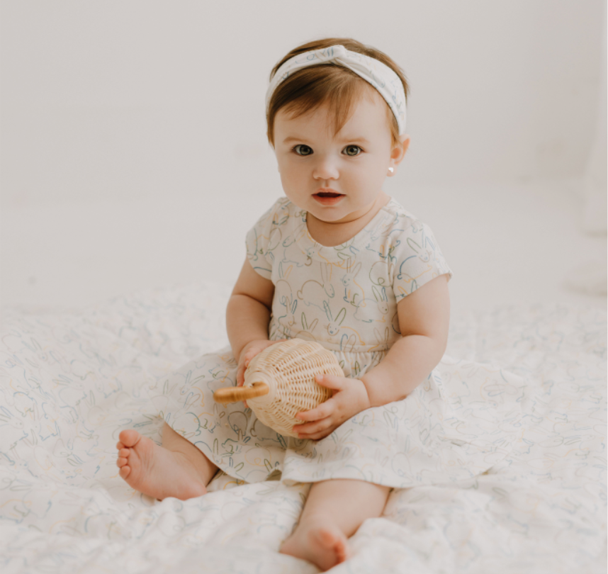 Bunnies Twirl organic Dress baby and kid