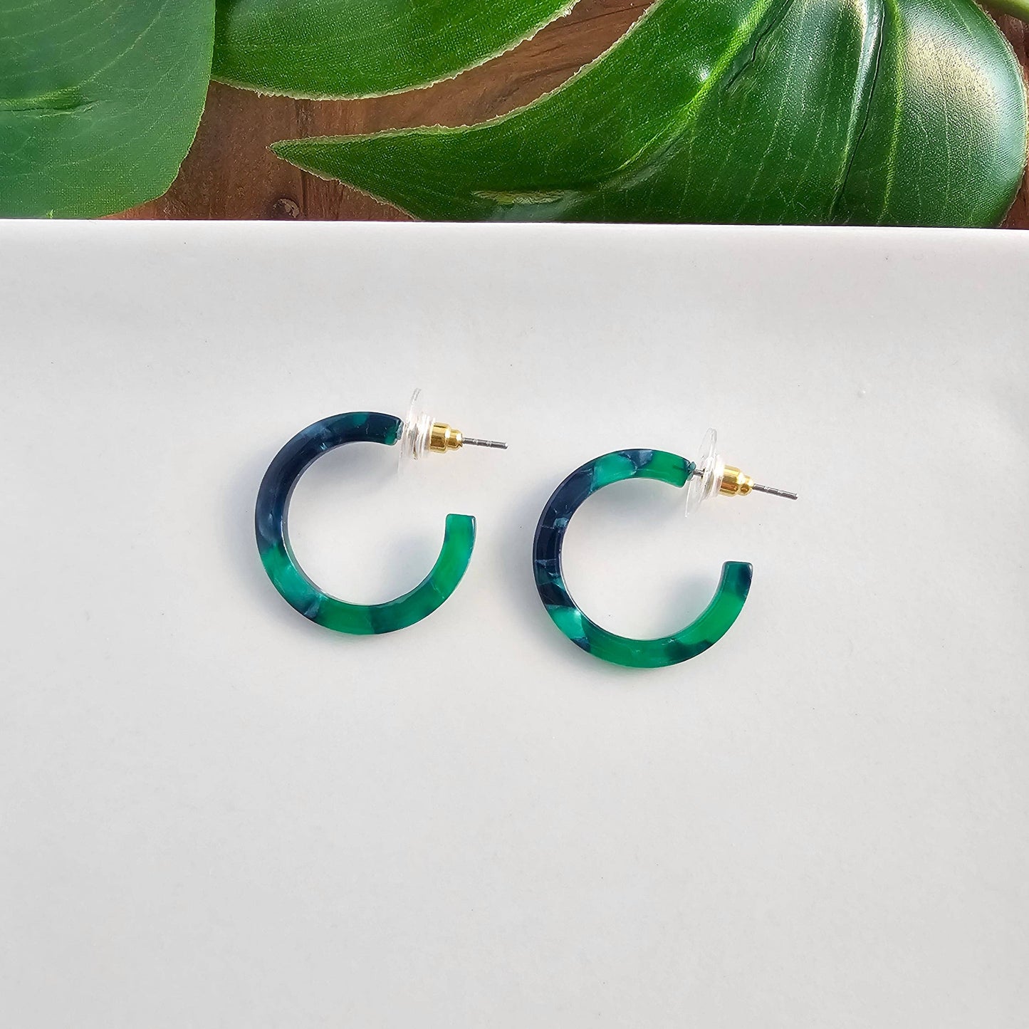Cam Mini Hoops - Dark Green // Jewelry, Earrings, Fall