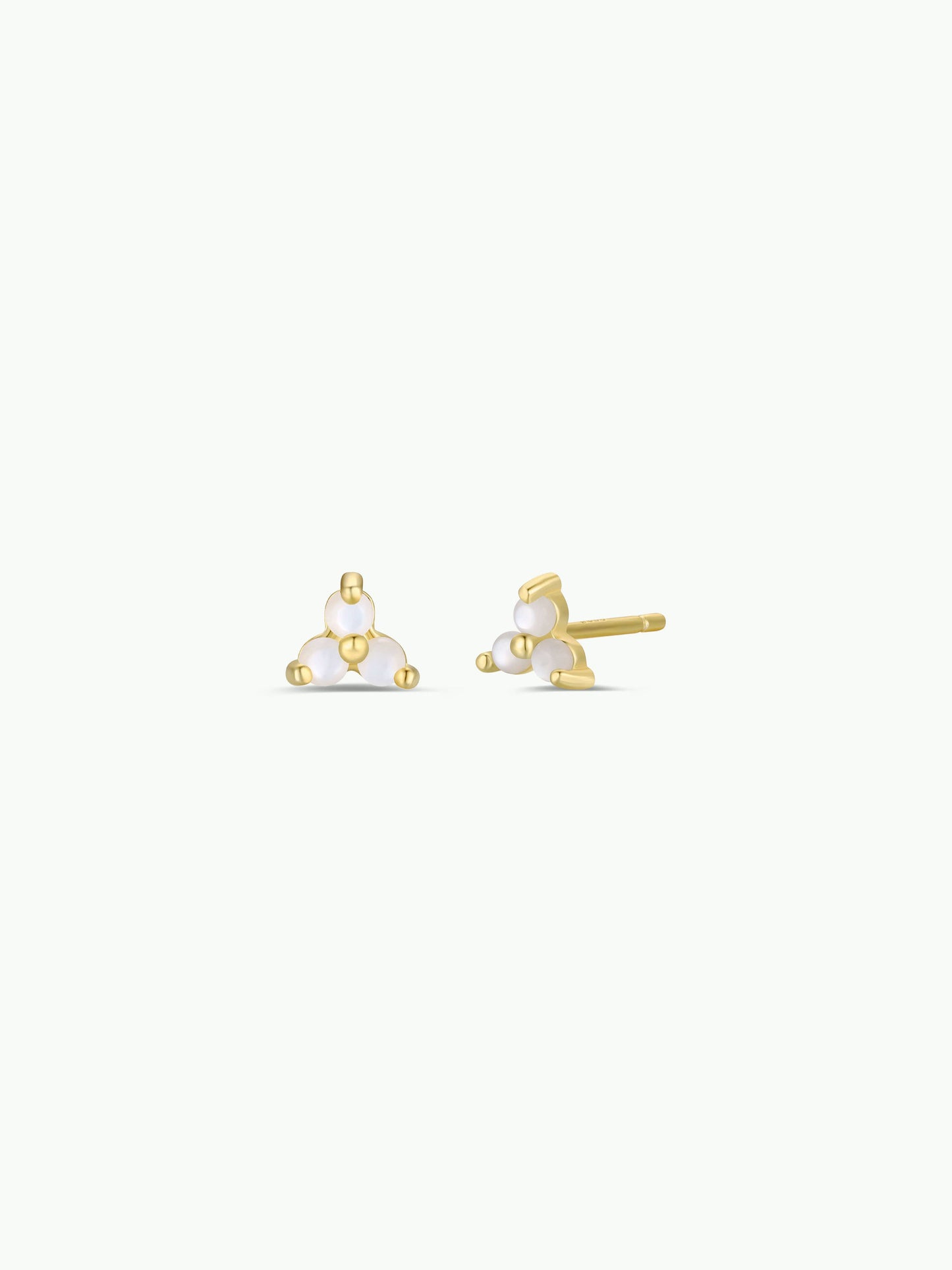 Trio Cluster Gold Earrings - Pearl